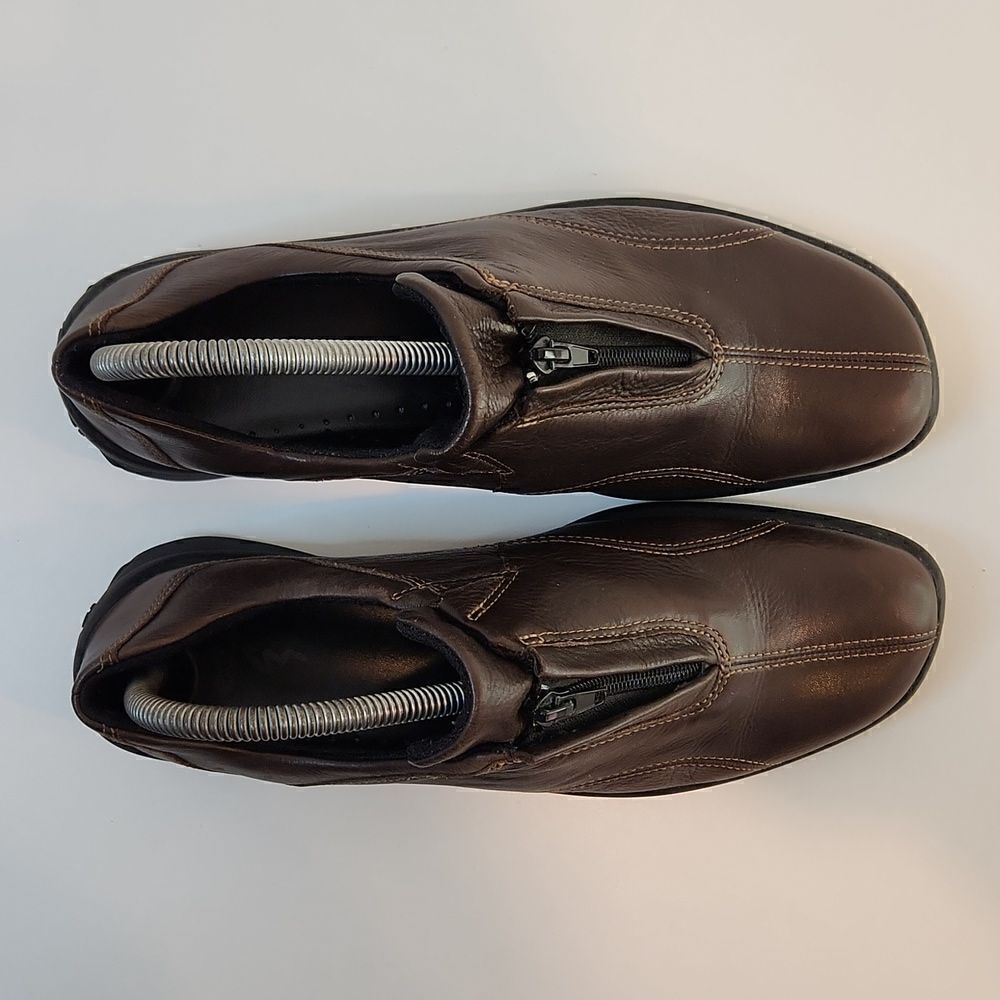 Ecco Leather Loafers Flats Comfort Shoes Brown Split Toe Zip Womens Sz 6 1/2 EUC - Picture 6 of 15